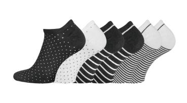 6 Paar TippTexx 24 Damen Sneakersocken Black & White